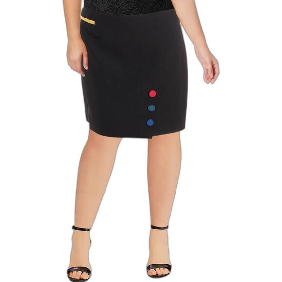 Anne Klein Knee-Length Pencil Skirt Women's Size 10 Multi-Colored Button Accents - Picture 1 of 12